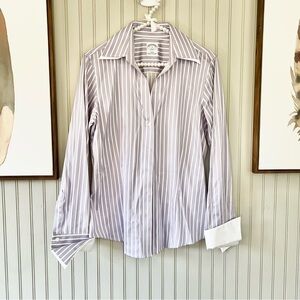 Brooks Brothers Striped Button Down Dress Shirt with Double Cuff Lavender